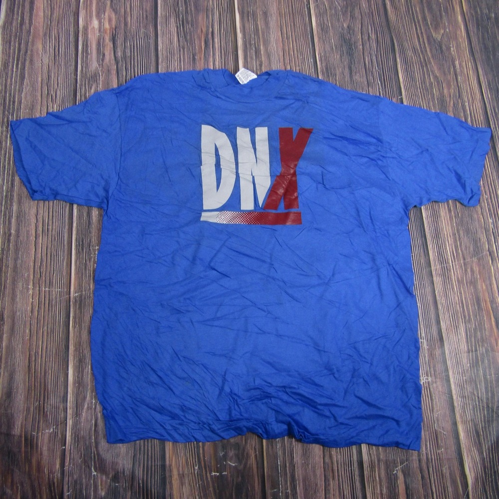 Vintage DNX Shirt Mens XL Blue Single Stitch Hanes Beefy T Graphic 90s